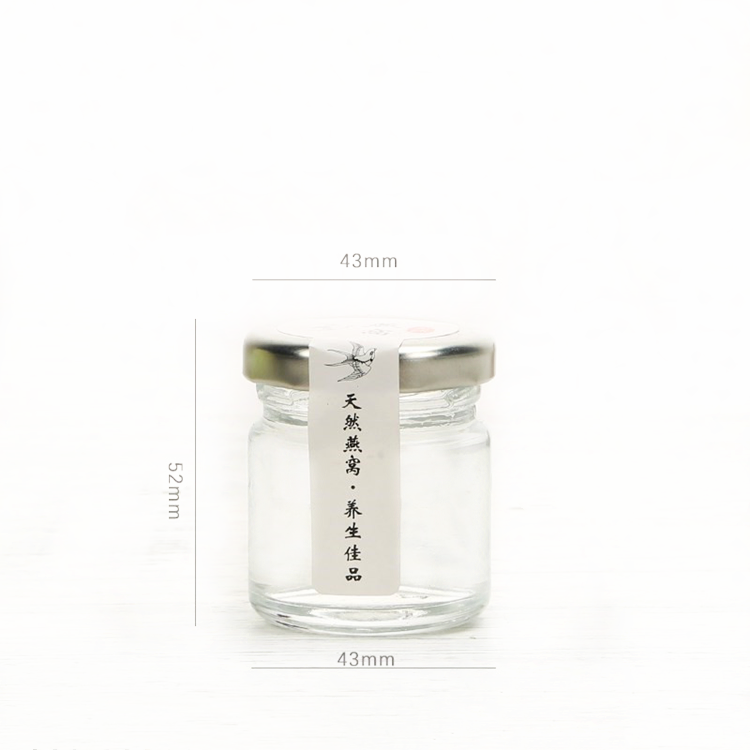 small empty 35ml glass honey jar jam jar with metal lid