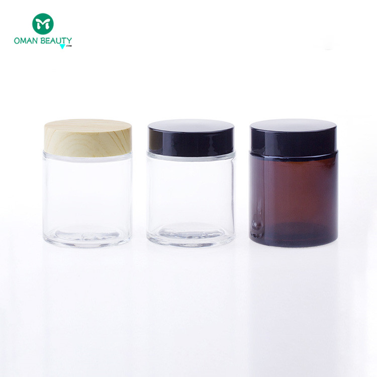 small empty clear bamboo lids candle vessels wholesale luxury cosmetic frosted lotion glass jars bottle supplier
