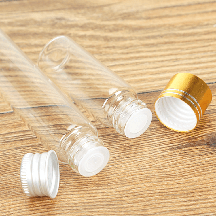 small glass tube 5ml 10ml 15ml 20ml 25ml 30ml 50ml 60ml 100ml 120ml clear glass storage vial bottle with aluminium screw cap