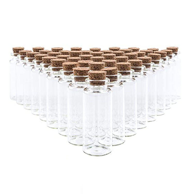 small mini glass wishing bottle with cork lid