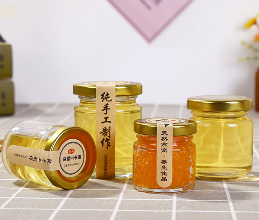 small multi-use glass honey jar with lid for caviar and bird's nest