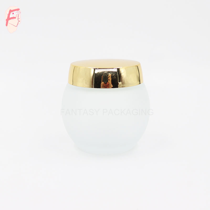 small order accepted 120g frosted or clear cosmetic glass cream jars container with gold silver aluminum