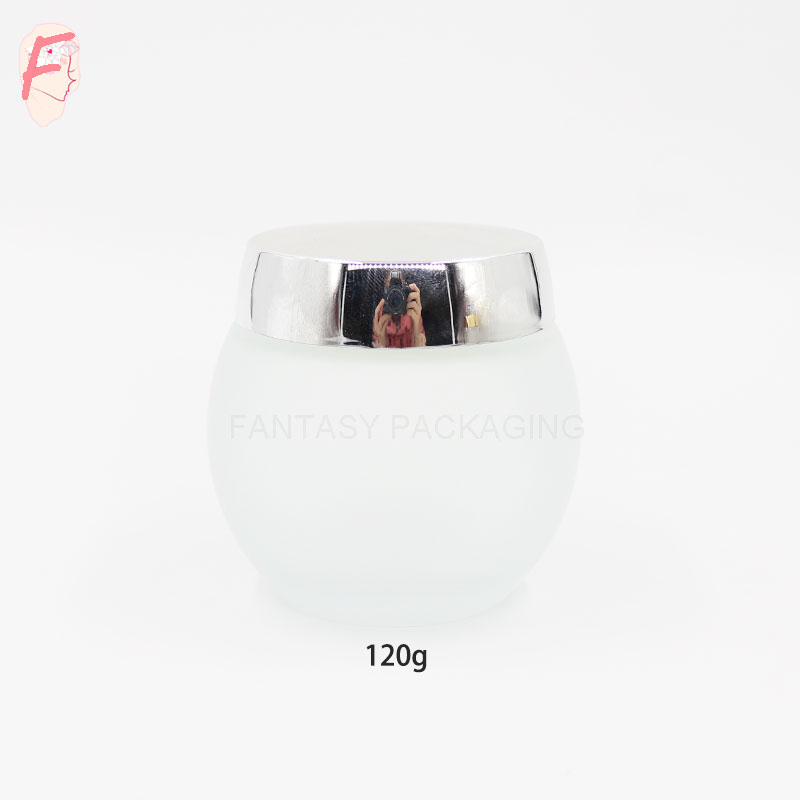 small order accepted 120g frosted or clear cosmetic glass cream jars container with gold silver aluminum