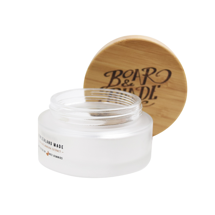 small size bamboo face cream jar 30g frosted bamboo glass jar with bamboo lid