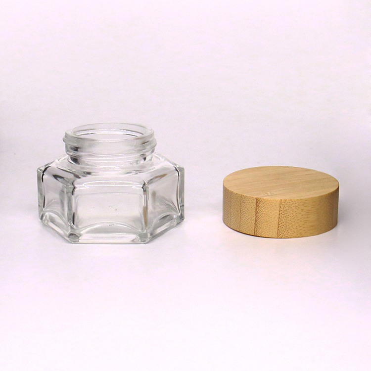 small size bamboo face cream jar 30g frosted bamboo glass jar with bamboo lid