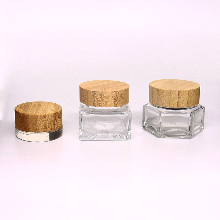 small size bamboo face cream jar 30g frosted bamboo glass jar with bamboo lid