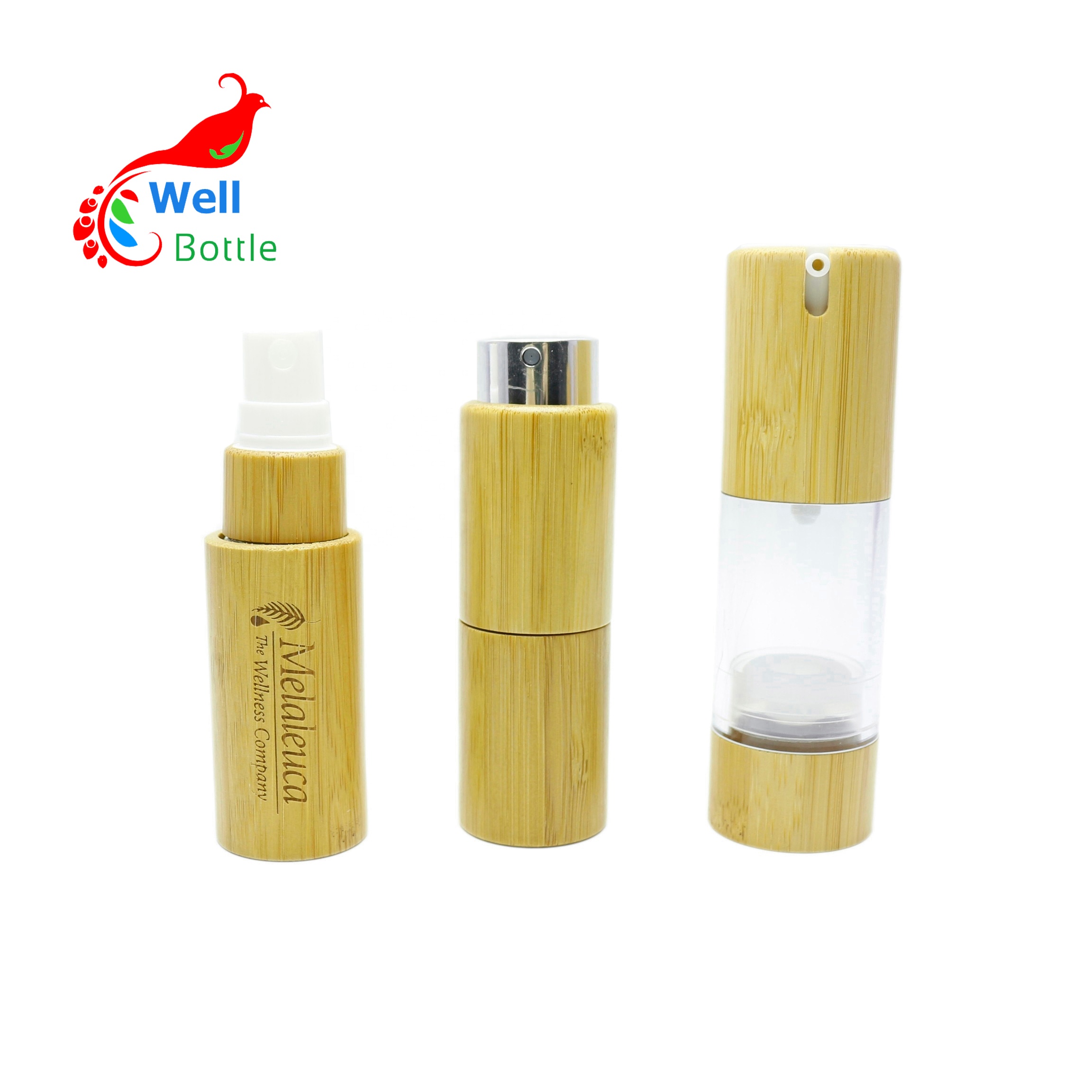 small tiny essential oil twist pump bamboo bottle cosmetic packaging perfume bamboo spray glass bottle with mist spray BJ-196C