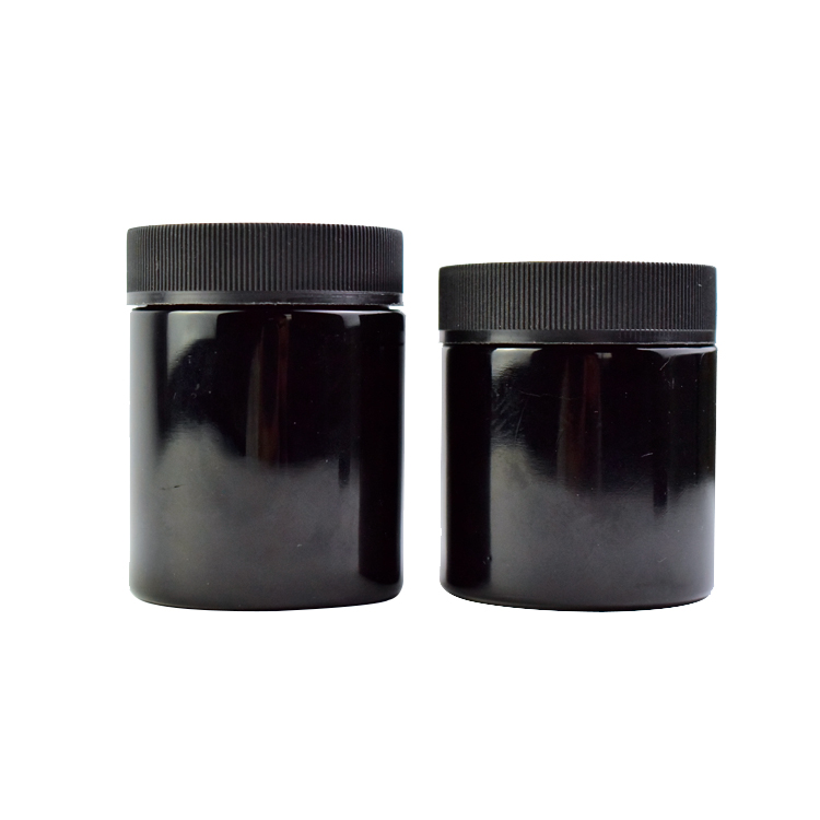 smell proof 4 oz cosmetic black glass jar child resistant glass bottle for skincare