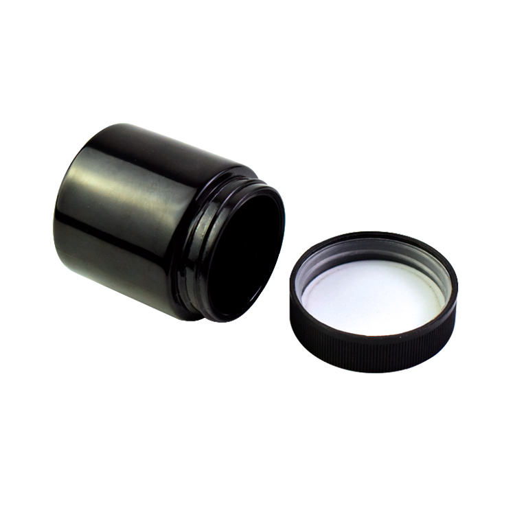 smell proof 4 oz cosmetic black glass jar child resistant glass bottle for skincare