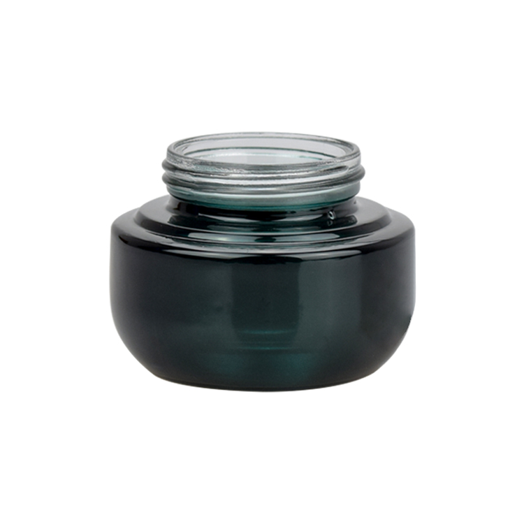 special design 50g black glass cosmetic cream jar sun block black glass jar with gold aluminum cap