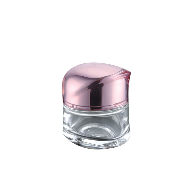 special design 60g 40ml 100ml 120ml care packaging cosmetic clear storage glass cosmetic bottle ang jars with rose gold lid