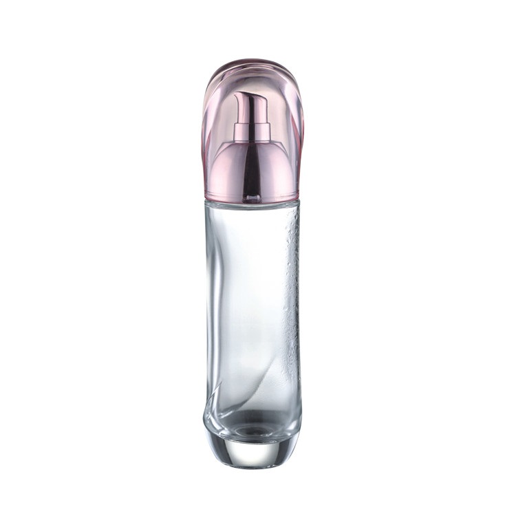 special design 60g 40ml 100ml 120ml care packaging cosmetic clear storage glass cosmetic bottle ang jars with rose gold lid