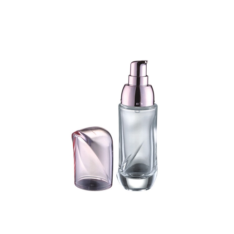 special design 60g 40ml 100ml 120ml care packaging cosmetic clear storage glass cosmetic bottle ang jars with rose gold lid