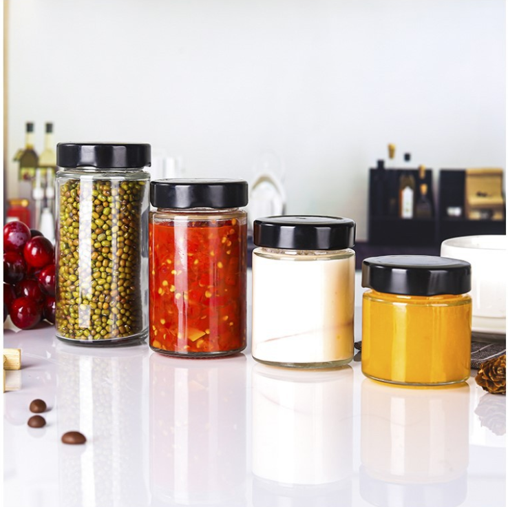 special offer big and small empty glass jar glass food container with airtight lid for kitchen use