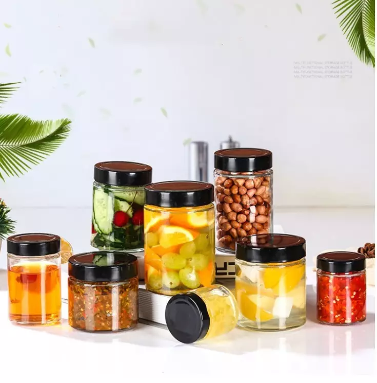special offer big and small empty glass jar glass food container with airtight lid for kitchen use