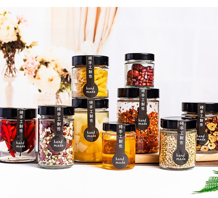 special offer big and small empty glass jar glass food container with airtight lid for kitchen use