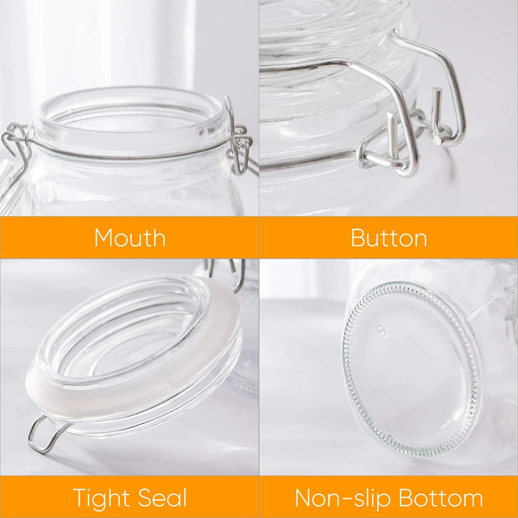 sprayed colorful round glass storage canister with clip airtight lid 1000ml