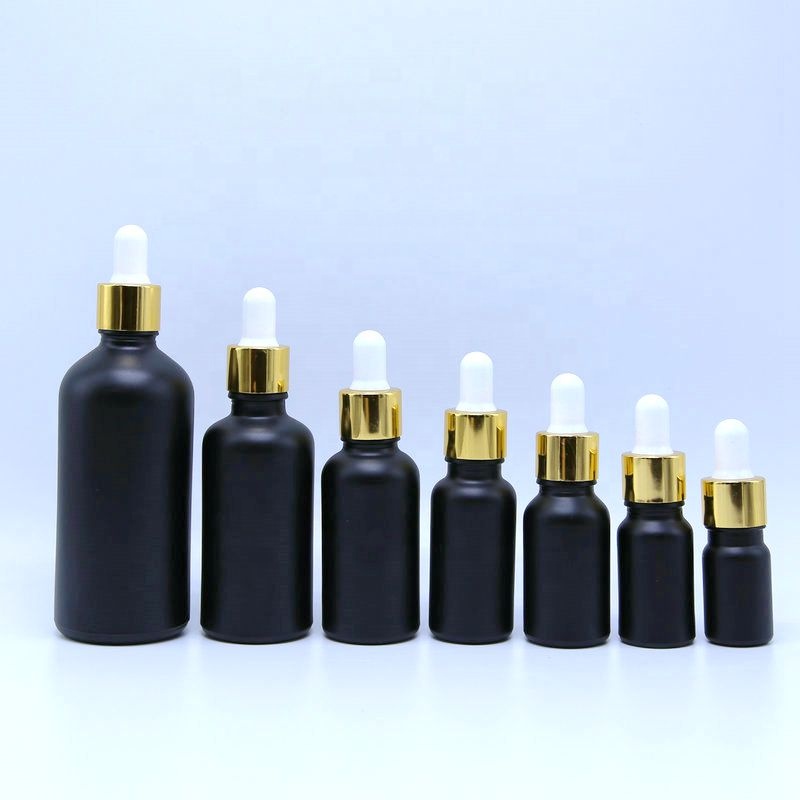 sprayed matte black glass essential oil bottles 5ml 10ml 15ml 20ml 30ml 50ml 100ml matte black glass dropper bottle
