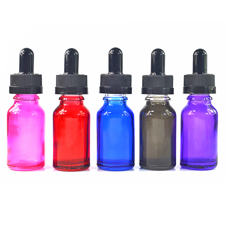 spraying black red 15ml 20ml 30ml 50ml 100ml glass dropper bottle with childproof cap