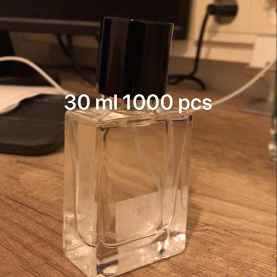 square 30ml perfume glass bottle with spray cap