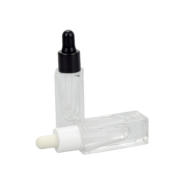 square 5ml clear glass sample eye drop massage oil bottle with plastic dropper
