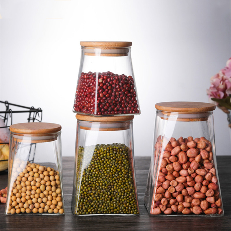 square Airtight Borosilicate Glass Food Storage Jar for kitchen