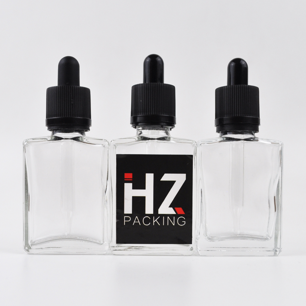 square amber essential oil glass bottle frosted rectangle glass dropper bottle 30ml for e liquid
