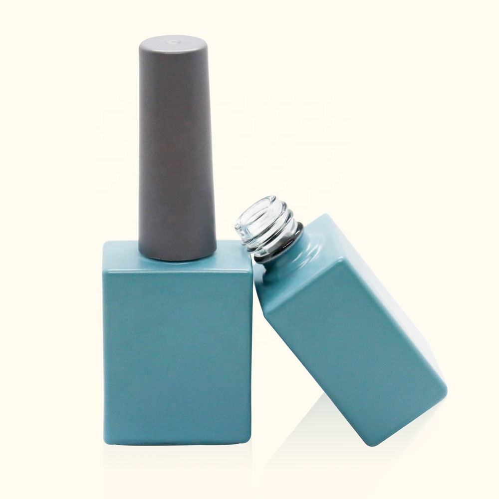 square black matte empty nail polish bottle with brush and cap