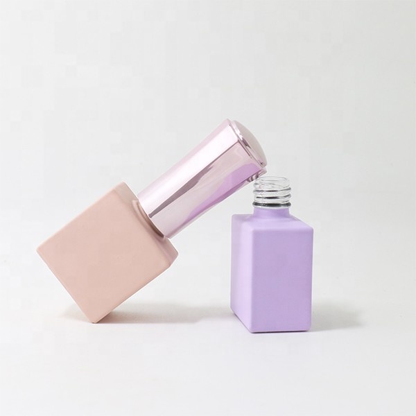 square black matte empty nail polish bottle with brush and cap