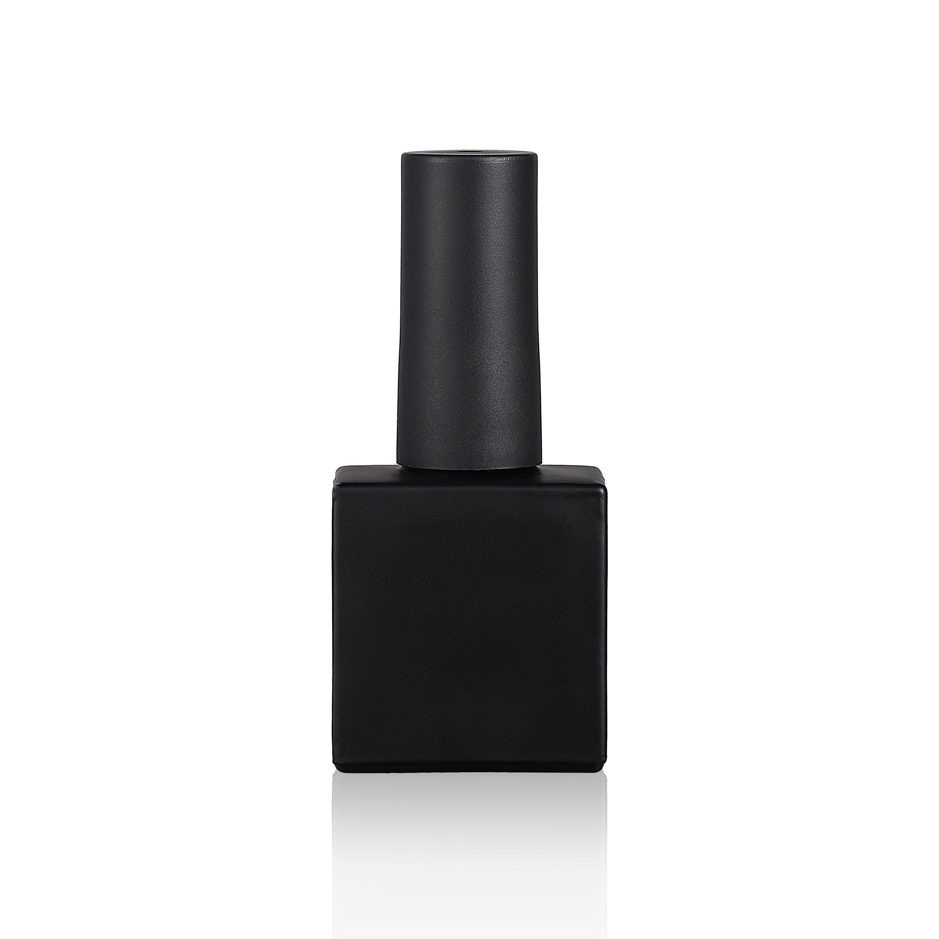 square black matte empty nail polish bottle with brush and cap
