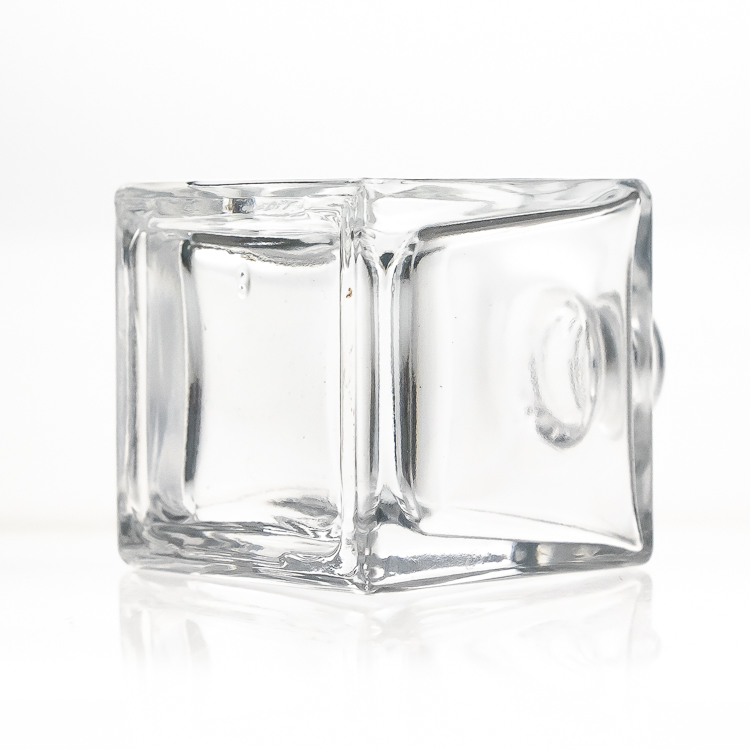 square clear empty aroma reed diffuser custom glass bottle with metal cap