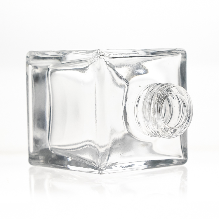 square clear empty aroma reed diffuser custom glass bottle with metal cap