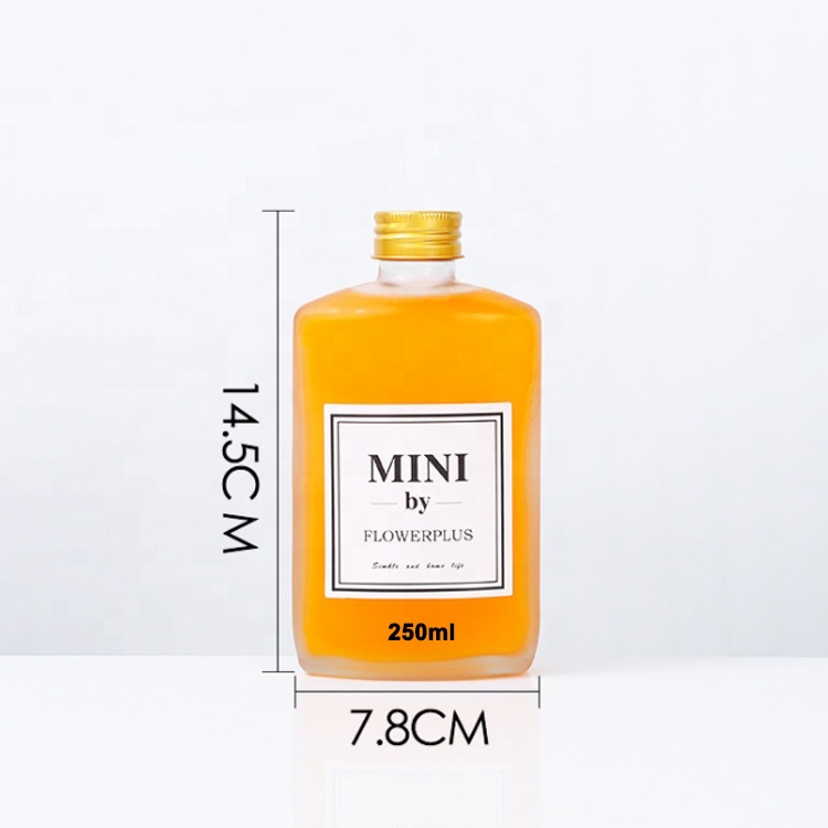 square cold pressed juice 250ml 8oz handmade cold brew coffee packaging 350ml 100ml 200ml empty clear milk bottle glass for tea