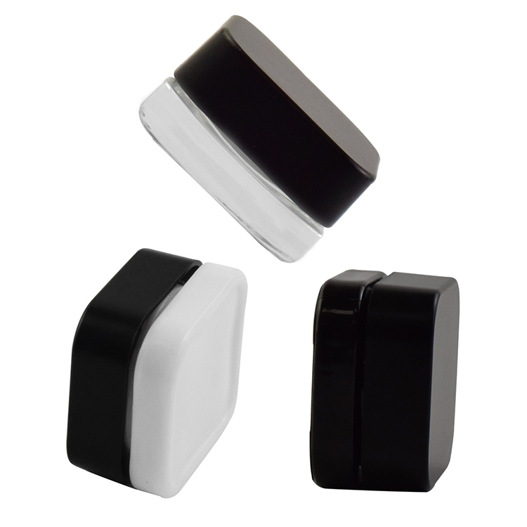square concentrate jar with child resistant cap 5ml 9ml Cream Glass hemp oil packaging white clear black