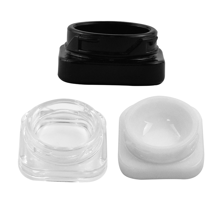 square concentrate jar with child resistant cap 5ml 9ml Cream Glass hemp oil packaging white clear black