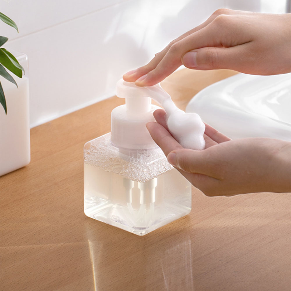 square glass  250ml 450ml hand pump foam soap bottle