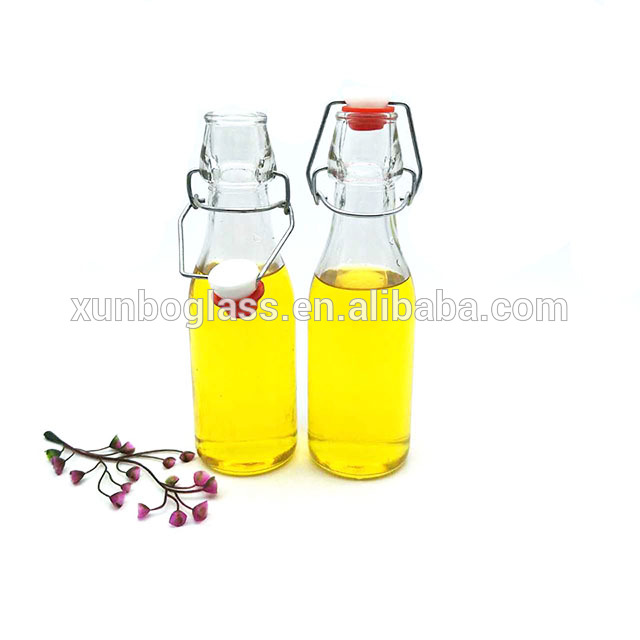 square glass bottle swing top with stopper 200ml 250ml 500ml 1000ml