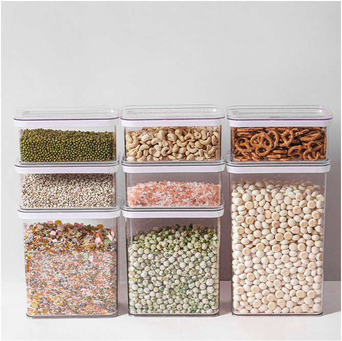 square glass storage bottle jars with clasp lid