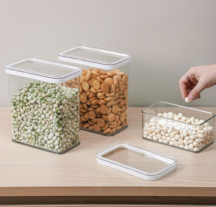 square glass storage bottle jars with clasp lid