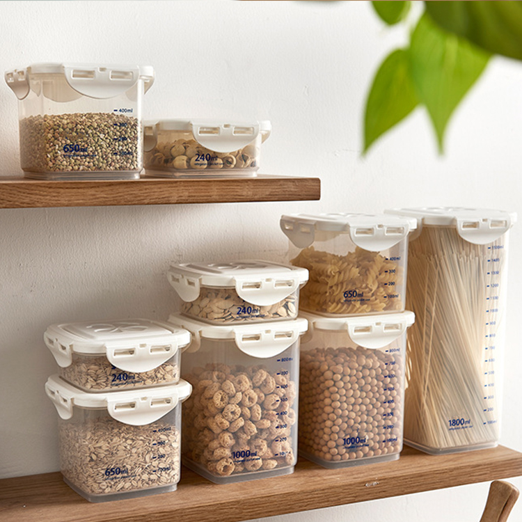 square glass storage bottle jars with clasp lid