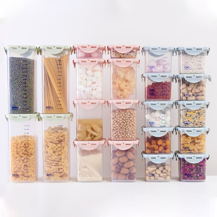 square glass storage bottle jars with clasp lid