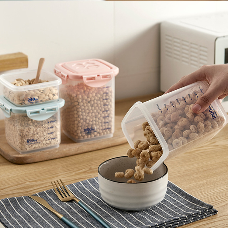 square glass storage bottle jars with clasp lid