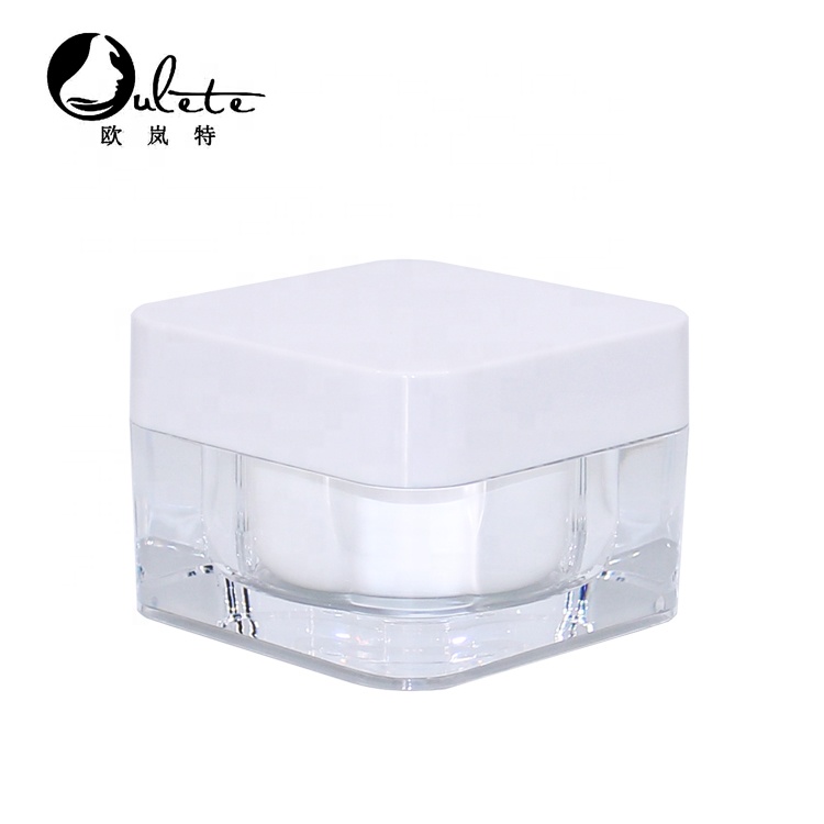 square jar 15g 20g 30g 50g transparent acrylic packaging thick wall cosmetic white cream jar