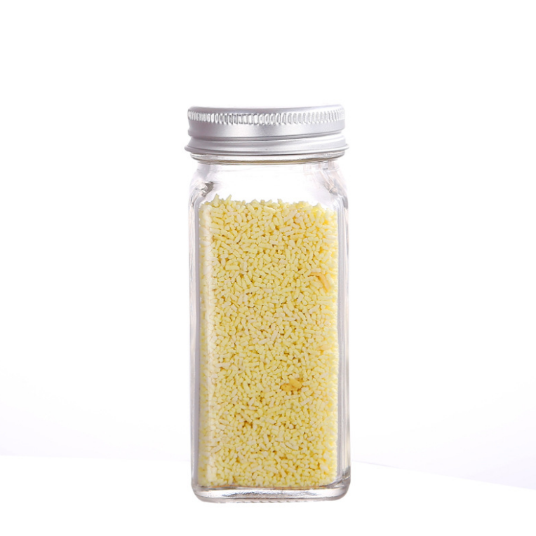 square jar 4oz 120ml shaker insert glass spice jar with silver metal top caps