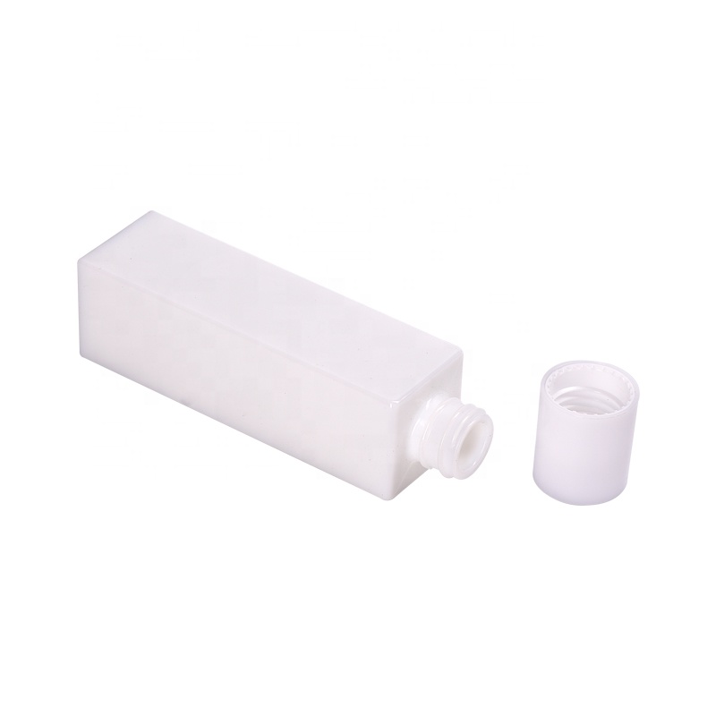 square opal glass bottles 30 ml 50 ml empty cosmetic serum pump bottle 100 ml 120 ml and 50 gram opaque white glass cream jar