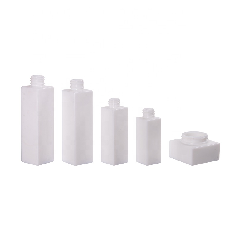 square opal glass bottles 30 ml 50 ml empty cosmetic serum pump bottle 100 ml 120 ml and 50 gram opaque white glass cream jar