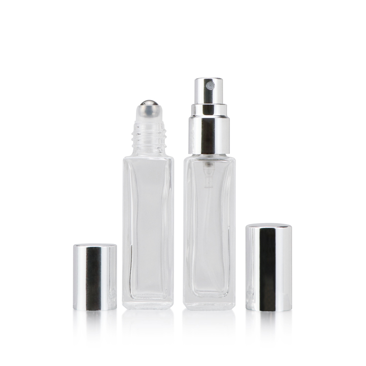 square perfume fragrance bottle 5ml 10ml 15ml Popular Clear glass perfume spray bottle with metal sprayer