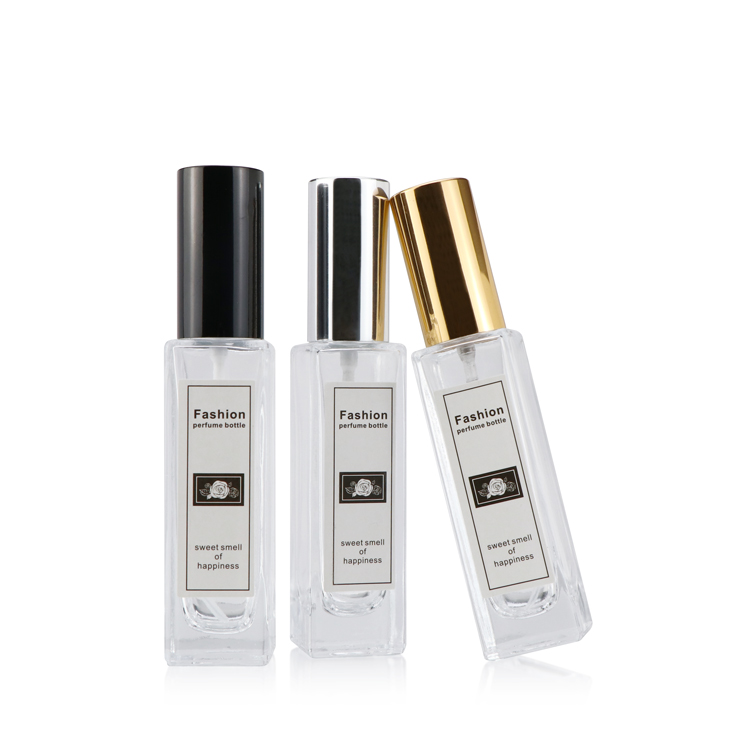 square perfume fragrance bottle 5ml 10ml 15ml Popular Clear glass perfume spray bottle with metal sprayer