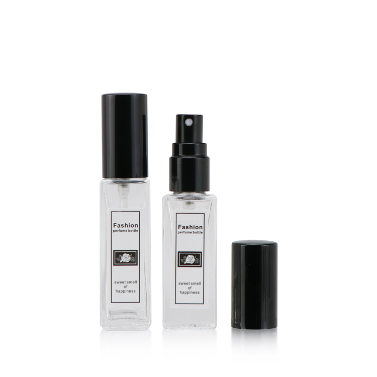 square perfume fragrance bottle 5ml 10ml 15ml Popular Clear glass perfume spray bottle with metal sprayer