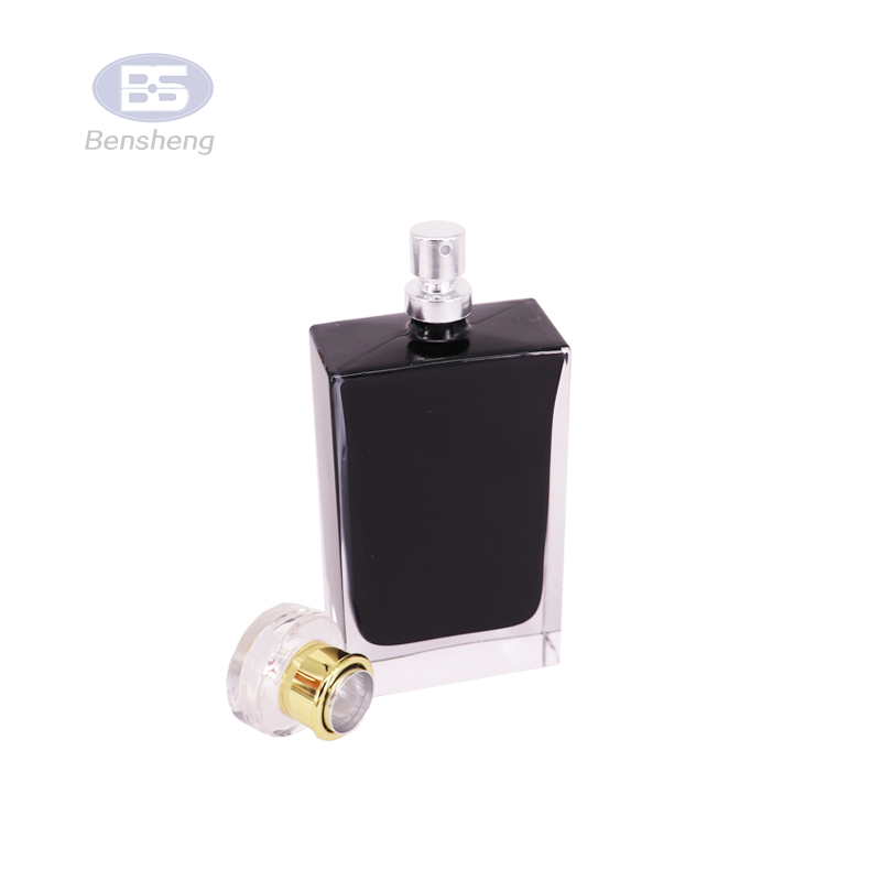 square perfume glass bottle 100ml 50 ml Botol Parfum black glass perfume bottle